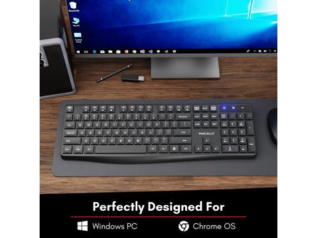Macally Wireless Keyboard - 2.4G Ergonomic Full-Size Computer Keyboard Wireless with Numeric Keypad and 13 Shortcut Keys - External Keyboard for...