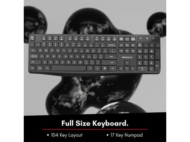 Macally Wireless Keyboard - 2.4G Ergonomic Full-Size Computer Keyboard Wireless with Numeric Keypad and 13 Shortcut Keys - External Keyboard for...