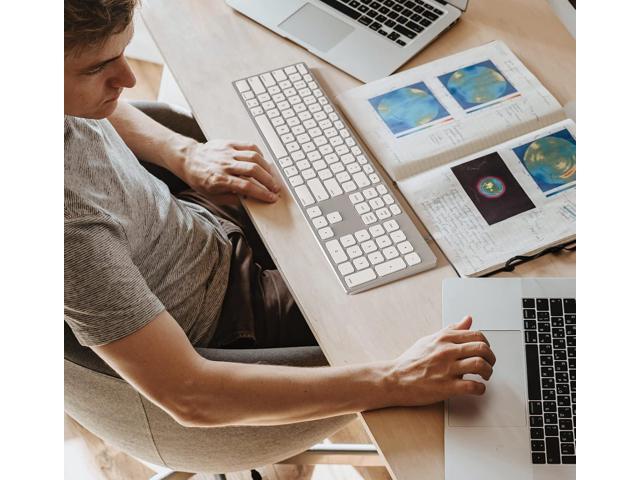 All-Aluminum Keyboard for Apple Mac OS,Well-Built and Duralable, USB-A/USB-C Wired Keyboard with Numeric Keypad for iMac/Mac Mini or MacBook...