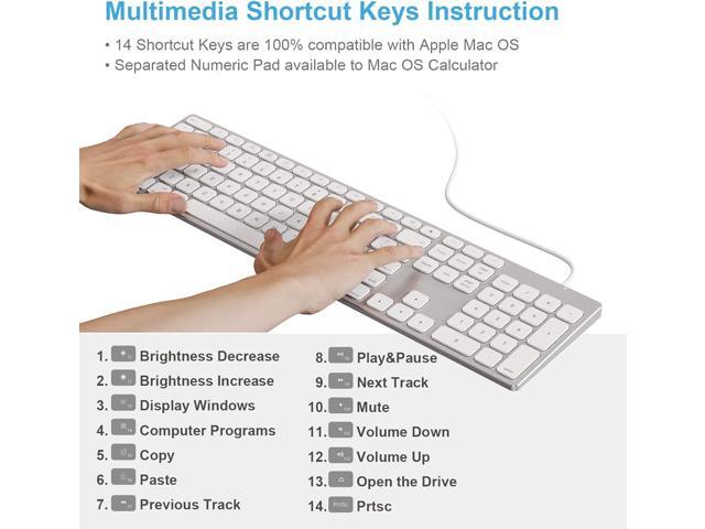 All-Aluminum Keyboard for Apple Mac OS,Well-Built and Duralable, USB-A/USB-C Wired Keyboard with Numeric Keypad for iMac/Mac Mini or MacBook...