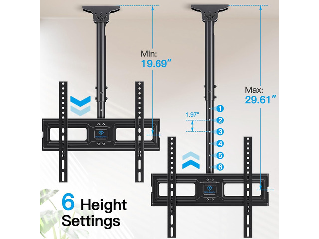 PERLESMITH Ceiling TV Mount for 26-65 inch Flat Screen Displays, Hanging Adjustable Ceiling TV Bracket Fits Most LCD LED OLED 4K TVs, Pole Ceiling...