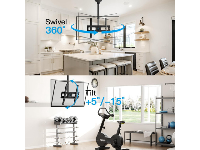 PERLESMITH Ceiling TV Mount for 26-65 inch Flat Screen Displays, Hanging Adjustable Ceiling TV Bracket Fits Most LCD LED OLED 4K TVs, Pole Ceiling...