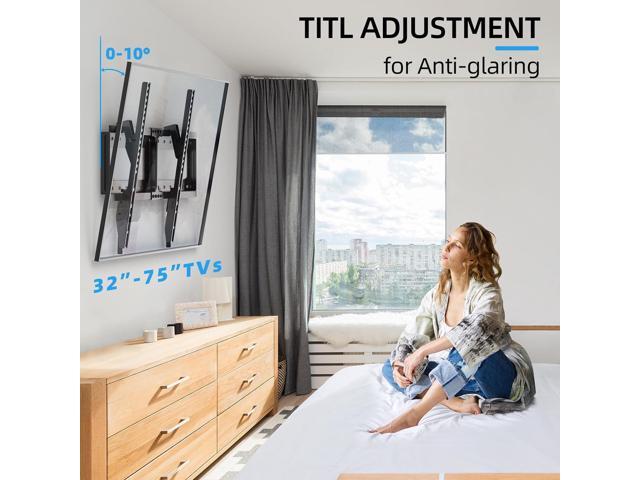 HOME VISION TV Wall Mount Tilt for 32-75 inch Flat/Curved TVs up to 165lbs, Heavy Duty Tilting TV Mount, Large Low Profile Wall Mount TV Bracket...