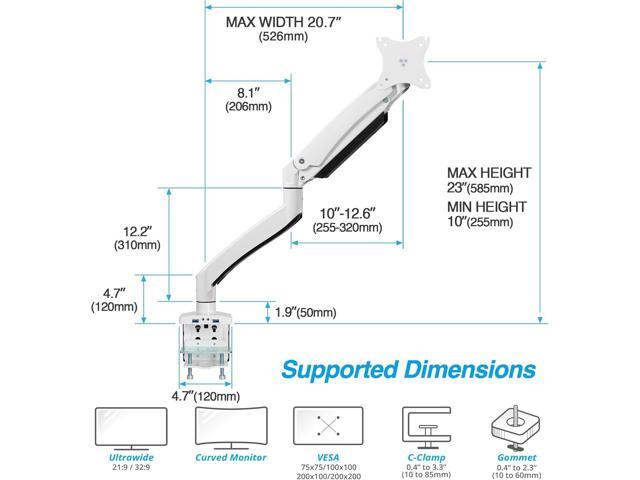 AVLT Single 17'-49' Monitor Arm Desk Mount fits One Flat/Curved/Ultrawide Monitor Full Motion Height Swivel Tilt Rotation Adjustable Monitor Arm -...