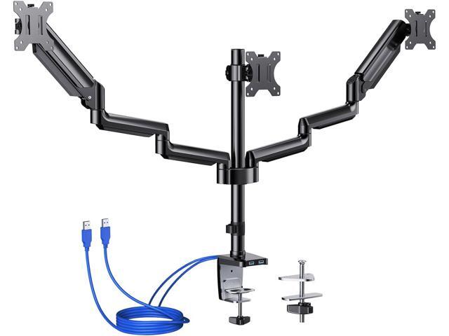 ErGear 3 Monitor Desk Mount for 13 to 27 inch Computer Screens, Gas Spring Triple Arm Monitor Mount with USB, Heavy Duty Triple Monitor Stand, Each...