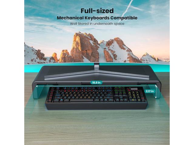 Monitor Stand Riser, Klearlook Foldable Computer Monitor Riser,Height Adjustable Computer Stand, Desk Shelf Riser with Storage Drawer & Tablet...