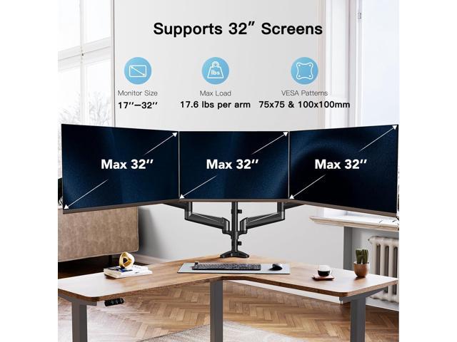 HUANUO Triple Monitor Mount for 17 to 32 inch Screens, Gas Spring Adjustment Triple Monitor Stand with Swivel, Tilt, Rotation, Clamp & Grommet Kit...