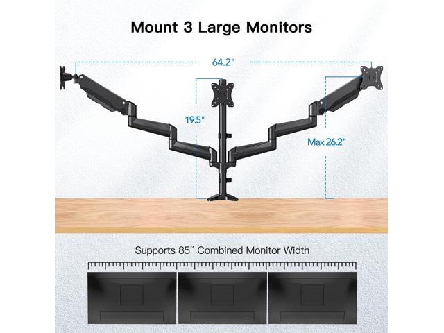 HUANUO Triple Monitor Mount for 17 to 32 inch Screens, Gas Spring Adjustment Triple Monitor Stand with Swivel, Tilt, Rotation, Clamp & Grommet Kit...