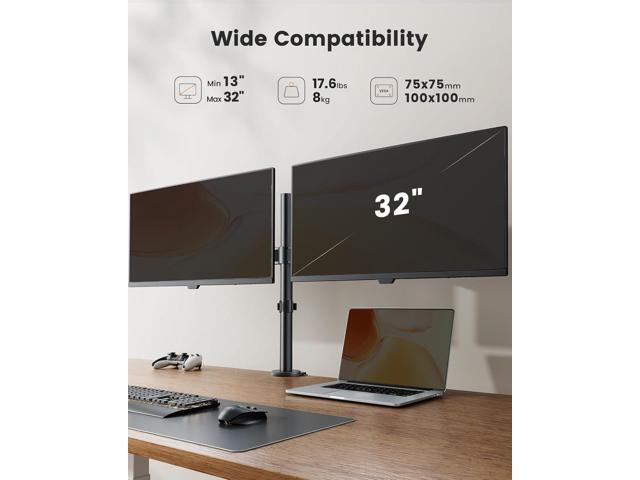 ErGear Dual Monitor Desk Mount, Fully Adjustable Dual Monitor Arm for 2 Computer Screens up to 32 inch, Heavy Duty Dual Monitor Stand for Desk,...