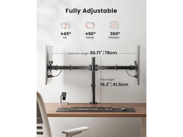 ErGear Dual Monitor Desk Mount, Fully Adjustable Dual Monitor Arm for 2 Computer Screens up to 32 inch, Heavy Duty Dual Monitor Stand for Desk,...