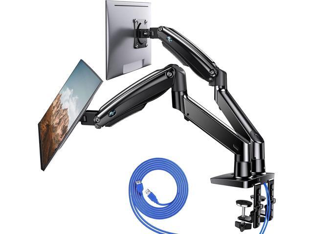 HUANUO Dual Monitor Stand for 13 to 35 inch, Premium Dual Monitor Mount with USB, Height Adjustable Monitor Stands for 2 Monitors, VESA Bracket...