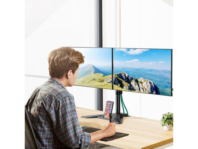 MOUNT PRO Dual Monitor Stand - Free Standing Full Motion Monitor Desk Mount Fits 2 Screens up to 27 inches,17.6lbs with Height Adjustable, Swivel,...