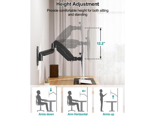MOUNT PRO Single Monitor Wall Mount for 13 to 32 Inch Computer Screens, Gas Spring Arm Holds Up to 17.6lbs, Full Motion Adjustable,VESA Mount...