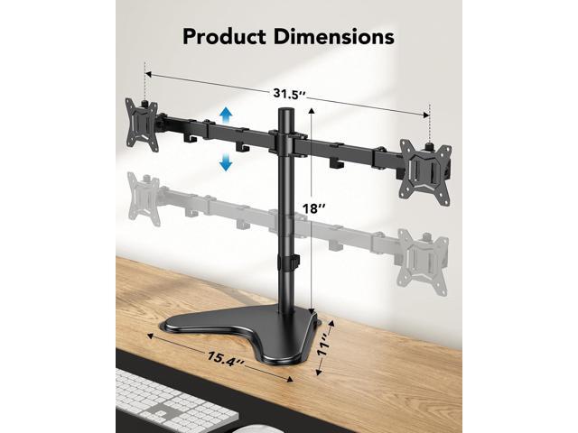 HUANUO 13-32 inch Dual Monitor Stand for Desk, Free Standing Monitor Stands for 2 Screens up to 17.6lbs per Arm, Fully Adjustable Dual Monitor...