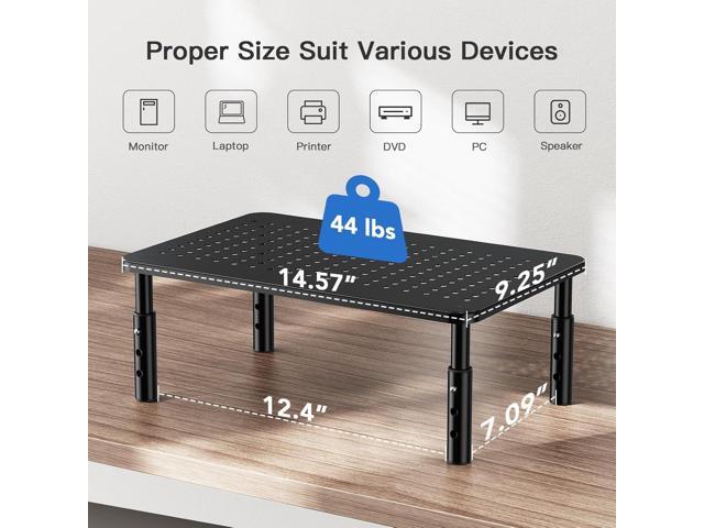 HUANUO Monitor Stand for Desk, Computer Monitor Stand Height Adjustable, Monitor Riser for 2 Monitors, Laptop Stand for Desk, 2 Pack, Black