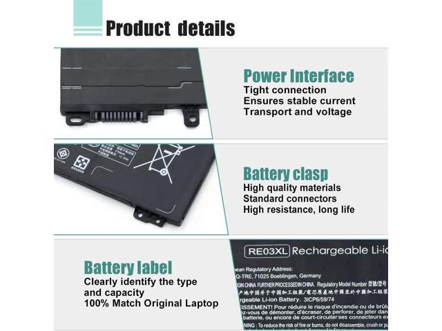 RE03XL L32407-541 L32407-AC1 Laptop Battery Replacement for HP ProBook 450 G6 450 G7 440 G6 430 445 455R G6 430 440 445 G7 Serie HSTNN-OB1C...