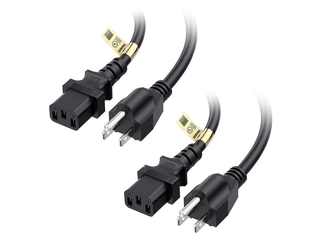 Cable Matters 2-Pack UL Listed 3 Prong TV Power Cord 10 ft, Computer Power Cord Replacement 16 AWG, PC Power Cable/Monitor Power Cord / 13 Amps AC...