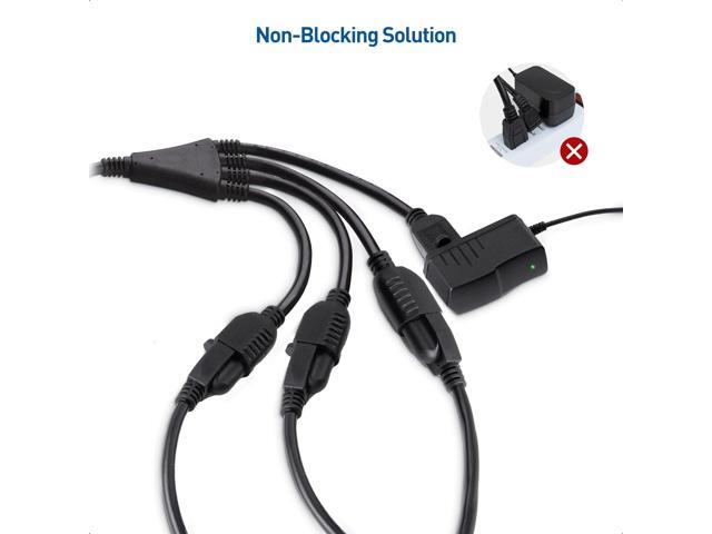 Cable Matters 2-Pack 4 Outlet Power Splitter Cord 1.5 ft, NEMA 5-15P to NEMA 5-15R Y Power Cord Splitter, 16 AWG Outlet Saver, 4 Way Extension Cord...