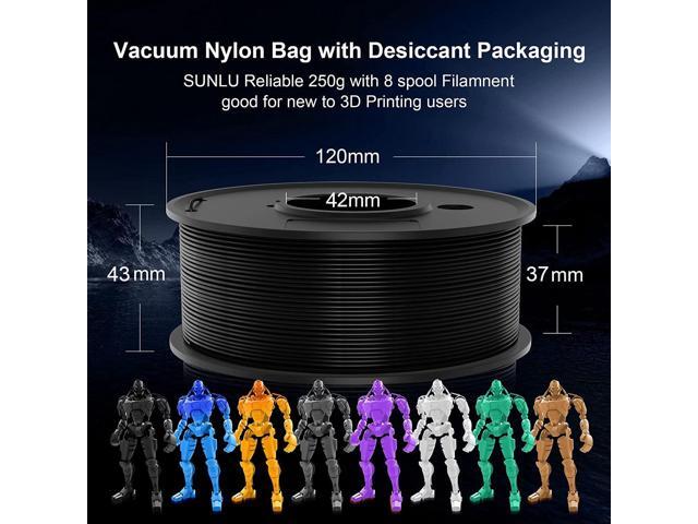 SUNLU 3D Printer Filament, Neatly Wound 250G Spool PLA Filament Bundle, 1.75mm PLA Filament Muticolor, High Compatiblity, 8 Rolls,...