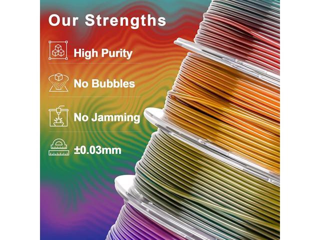 AMOLEN 3D Printer Filament Bundle, PLA Filament 1.75mm Transparent Multicolor, with Light Transmission Feature,Blue Purple,Yellow Green Purple,Blue...