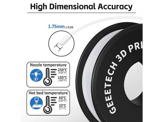 Geeetech 1.75mm PLA 3D Printer Filament, 1kg Spool (2.2lbs), Upgrade Tidy Winding Tangle-Free, Dimensional Accuracy +/- 0.03mm, White