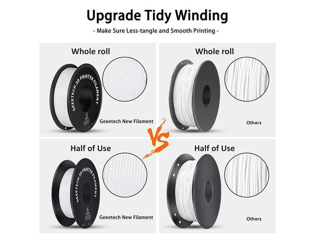 Geeetech 1.75mm PLA 3D Printer Filament, 1kg Spool (2.2lbs), Upgrade Tidy Winding Tangle-Free, Dimensional Accuracy +/- 0.03mm, White