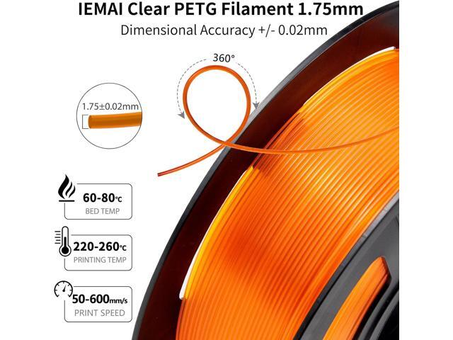 Clear PETG Filament 1.75mm, High Speed 3D Printer Filament Clear Filament for 50-600mm/s, High Light Transmittance Filament, Orange Transparent...