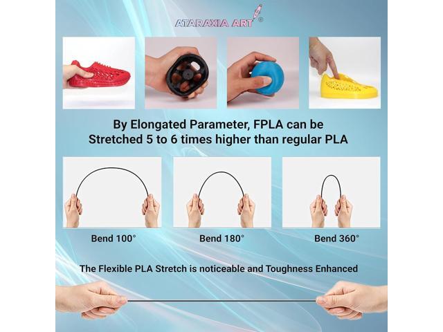 Flexible PLA Filament 1.75mm,Flexible 3D Printer PLA 1kg/2.2lb Spool, Better Than TPU,89A Shore Hardness,Patent Formula,Compatible Bowden...