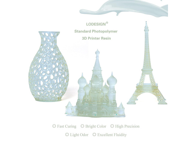 3D Printer Resin Standard Photopolymer 405nm UV-Curing Resin Low Odor Low Shrinkage High Precision Printing for LCD 3D Printers Transparent/500g