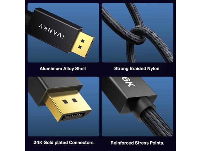 IVANKY 16K Displayport Cable 15ft, DP 2.1 Cable [16K@60Hz, 8K@120Hz, 4K@240Hz/165Hz/144Hz], DisplayPort Cable 2.1 Support HDR, HDCP 2.2, 3D, ARC,...