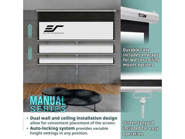 Elite Screens Manual Series, 71-INCH 1:1, Pull Down Manual Projector Screen with AUTO LOCK, Movie Home Theater 8K / 4K Ultra HD 3D Ready, 2-YEAR...