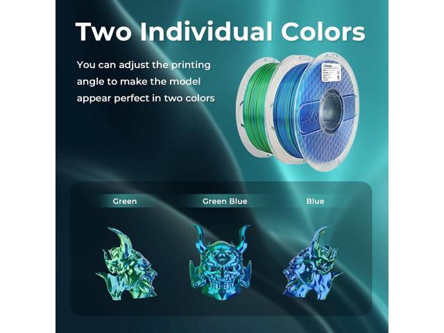 AMOLEN Silk PLA 3D Printer Filament, Silk Dual Color Blue Green PLA Filament 1.75mm, Shiny Coextrusion PLA Filament, Color Change 3D Printing...