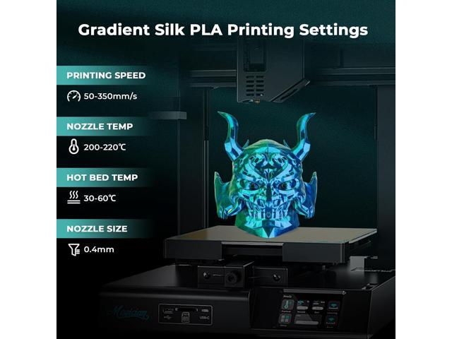 AMOLEN Silk PLA 3D Printer Filament, Silk Dual Color Blue Green PLA Filament 1.75mm, Shiny Coextrusion PLA Filament, Color Change 3D Printing...