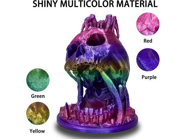 Rainbow PLA Filament 1.75mm, 3D Printer Filament Multicolor PLA Filament, Color Change Shiny PLA Filament 1.75mm, 3D Printing Filament 1kg/2.2lb