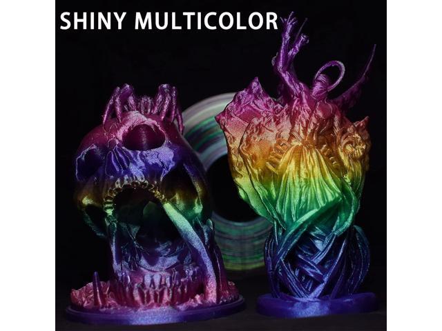 Rainbow PLA Filament 1.75mm, 3D Printer Filament Multicolor PLA Filament, Color Change Shiny PLA Filament 1.75mm, 3D Printing Filament 1kg/2.2lb