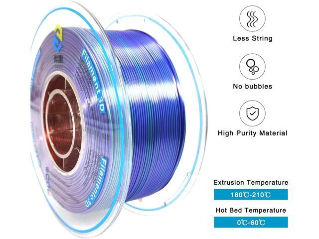 YOUSU 3D Printer Filament 1.75mm,Tri-Colors PLA Filament,Shiny Silk Coextruded PLA, Silk Green Purple Copper Filament, 1kg/2.2lbs