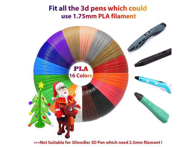 3D Pen Refills 3D Printer Pen Filament 1.75mm PLA (640 Feet 16 Colors) Bonus 250 Stencils eBooks - 3D Pen Filament