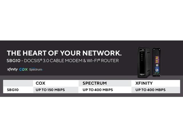 ARRIS SURFboard SBG10 DOCSIS 3.0 16 x 4 Gigabit Cable Modem & AC1600 Wi-Fi Router, Comcast Xfinity, Cox, Spectrum, Two 1 Gbps Ports, 400 Mbps...