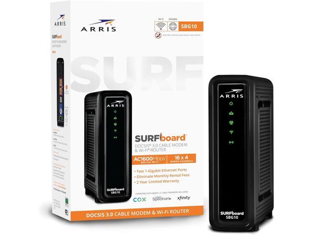 ARRIS SURFboard SBG10 DOCSIS 3.0 16 x 4 Gigabit Cable Modem & AC1600 Wi-Fi Router, Comcast Xfinity, Cox, Spectrum, Two 1 Gbps Ports, 400 Mbps...