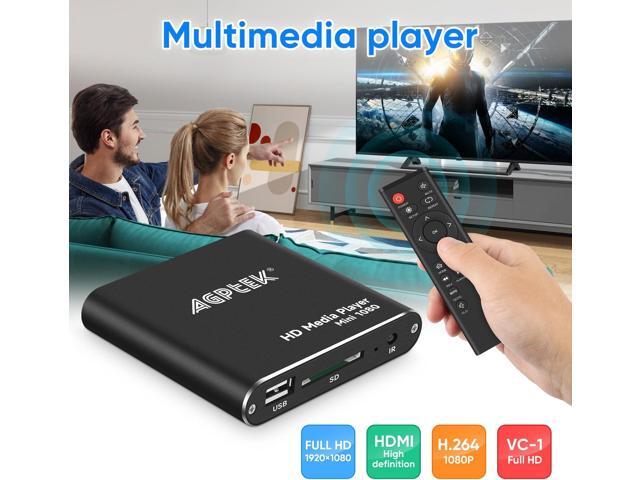HDMI Media Player, Black Mini 1080p Full-HD Ultra HDMI Digital Media Player for -MKV/RM- HDD USB Drives and SD Cards