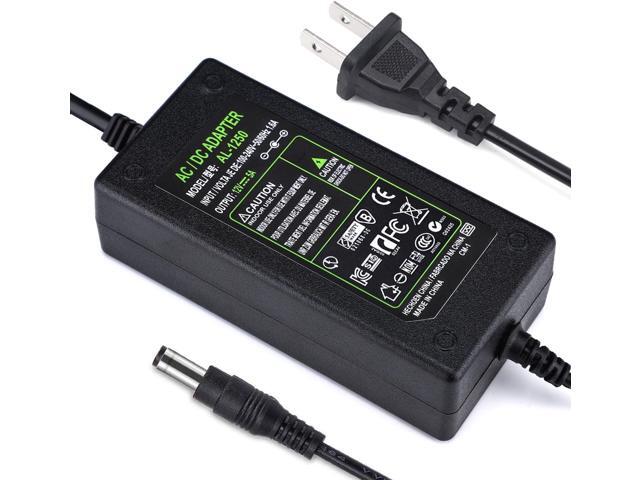 DC 12V 5A Power Supply Adapter, US Plug, 4.6FT Power Cord, AC 100-240V to DC 12V 5A Switching Transformer Jack 5.5mm x 2.5mm for LED Strip, Light,...