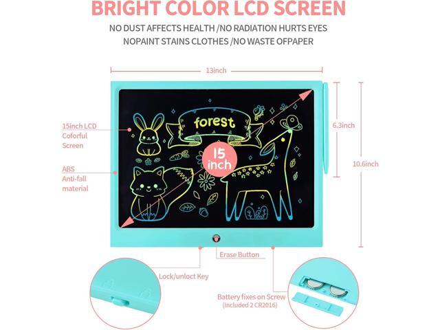 LCD Writing Tablet for Kids, 15 Inch Colorful Electronic Doodle Board, Educational Learning Kids Drawing Tablet Toys, Christmas Birthday Gift for 3...