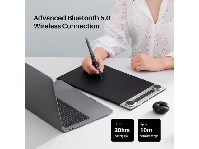 HUION Inspiroy Dial 2 Bluetooth Wireless Graphics Drawing Tablet with Dual Dials Battery-Free Stylus PW517 for Digital Art and Graphics Design,...