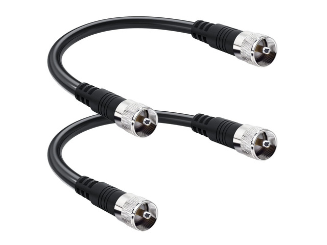 PL259 Jumper Cable, RG8x Jumper Cable 1ft, 2 Pack CB Antenna Coax Cable 12inch 50 ohm Low Loss for Ham Radio, Antenna Analyzer, Dummy Load and SWR...