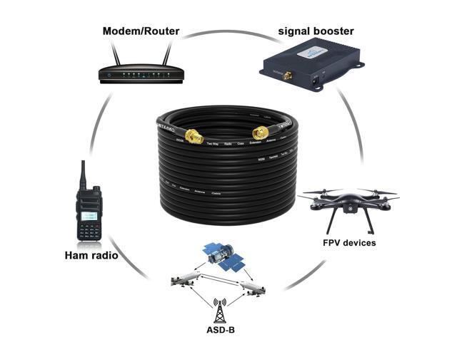 SMA Antenna Extension Cable - 20 Meters(65.6FT),RG58 Coaxial Cable SMA Male to SMA Female RF Low-Loss Cable for 3G 4G LTE Router ADS-B SDR USB...