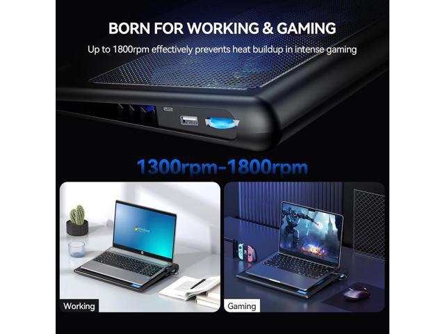 TECKNET Laptop Cooling Pad, 12'-15.6' Laptop Cooler, Gaming Cooling Pad Stand, Wind Speed Adjustable, 2 USB Powered Fans Cooling Pad for Laptop...