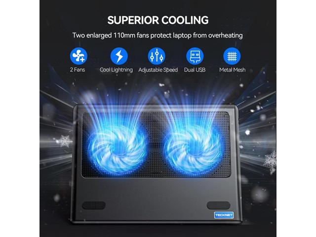 TECKNET Laptop Cooling Pad, 12'-15.6' Laptop Cooler, Gaming Cooling Pad Stand, Wind Speed Adjustable, 2 USB Powered Fans Cooling Pad for Laptop...