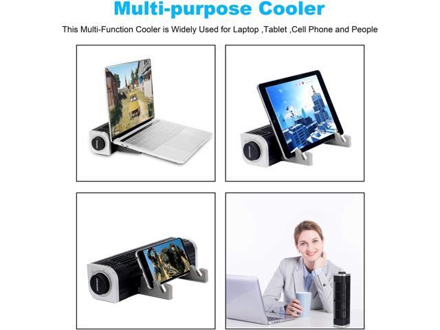 Laptop Cooler with Adjustable Stand, Laptop Cooling Pad 3-Speed Adjustable Small Desk Fan, USB Multi Function Laptop Cross-Flow Turbine Cooling Fan...