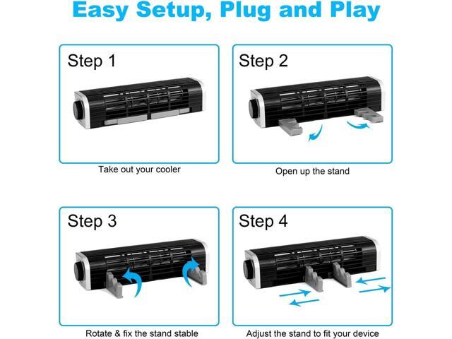 Laptop Cooler with Adjustable Stand, Laptop Cooling Pad 3-Speed Adjustable Small Desk Fan, USB Multi Function Laptop Cross-Flow Turbine Cooling Fan...