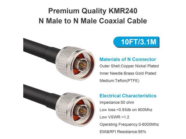 N Cable, LMR240 Equivalent Coaxial Cable 10ft,Ultra Low Loss N Male Cable 50ohm,KMR240 N Male to N Male Connector Jumper Cables for Antenna,WiFi...